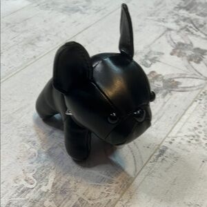 French Bulldog Black Faux Leather Goth Keychain Handbag Charm